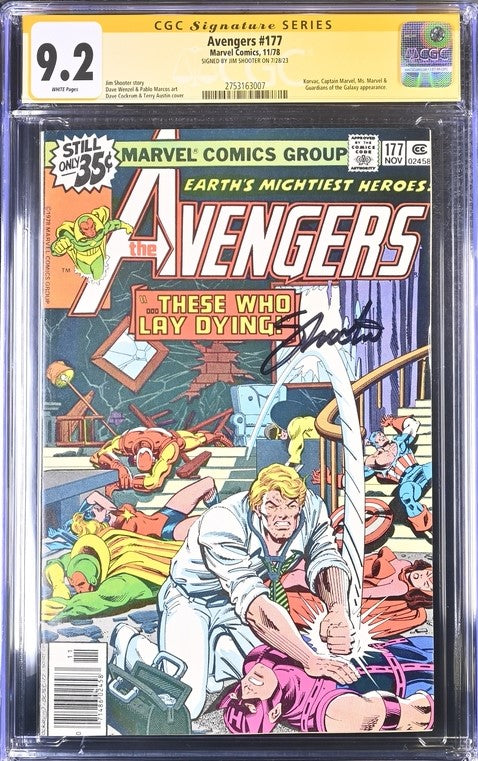 Avengers #177 Marvel Comics CGC Signature Series 9.2 Signed Jim Shooter