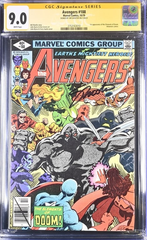 Avengers #188 Marvel Comics CGC Signature Series 9.0 Signed Jim Shooter