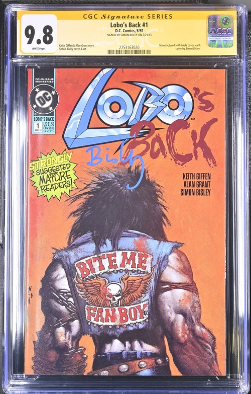 Lobo's Back #1 DC Comics CGC Signature Series 9.8 Signed Simon Bisley