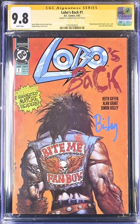 Lobo's Back #1 DC Comics CGC Signature Series 9.8 Signed Simon Bisley