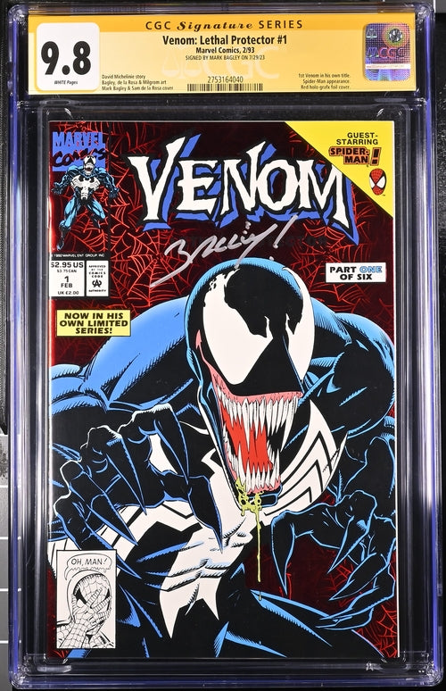 Venom: Lethal Protector #1 Marvel Comics CGC Signature Series 9.8 Signed  Mark Bagley