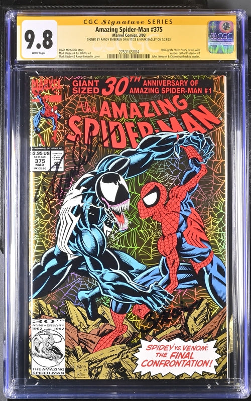 Amazing Spiderman #375 CGC Signature Series 9.8 Signed Emberlin, Bagley GalaxyCon