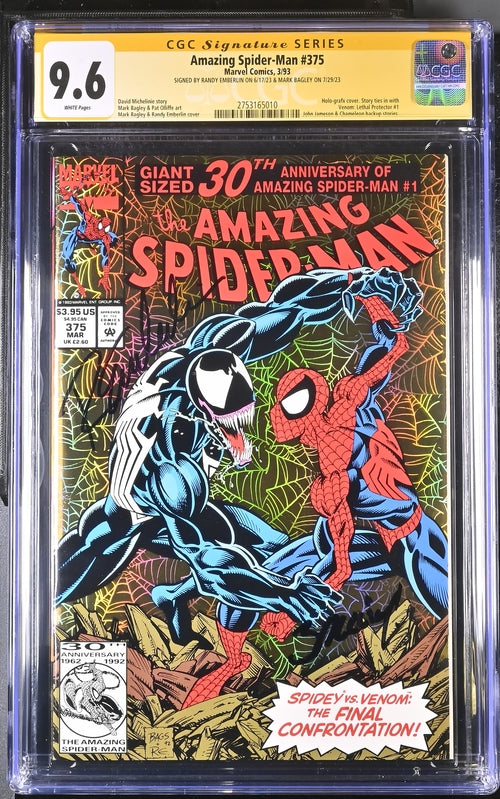 Amazing Spiderman #375 CGC Signature Series 9.6 Signed Emberlin, Bagley