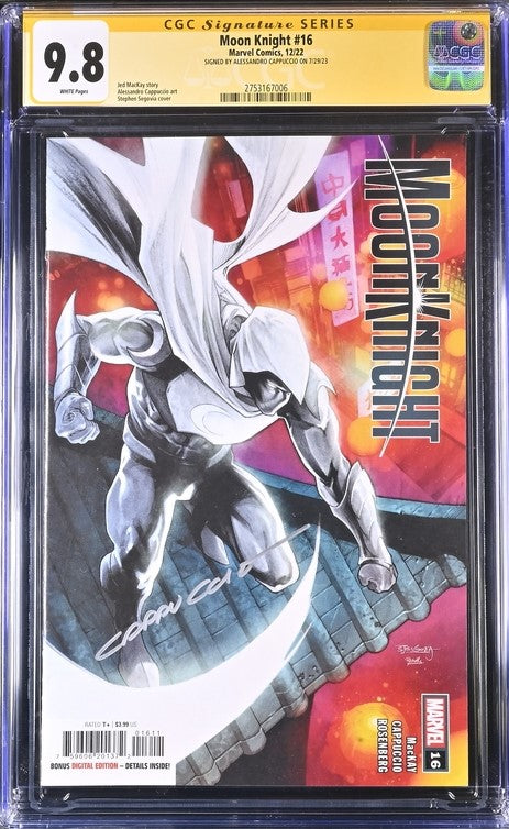 Moon Knight #16 Marvel Comics CGC Signature Series 9.8 Signed Alessandro Cappuccio