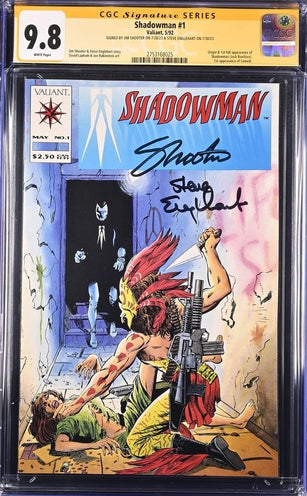 Shadowman #1 Valiant Comics CGC Signature Series #1 x2 Signed Shooter, Englehart