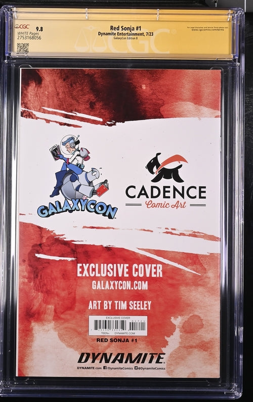 Red Sonja #1 GalaxyCon Edition B Virgin Dynamite CGC Signature Series 9.8 Signed Tim Seeley