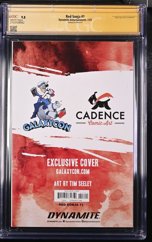 Red Sonja #1 GalaxyCon Edition B Virgin Dynamite CGC Signature Series 9.8 Signed Tim Seeley GalaxyCon