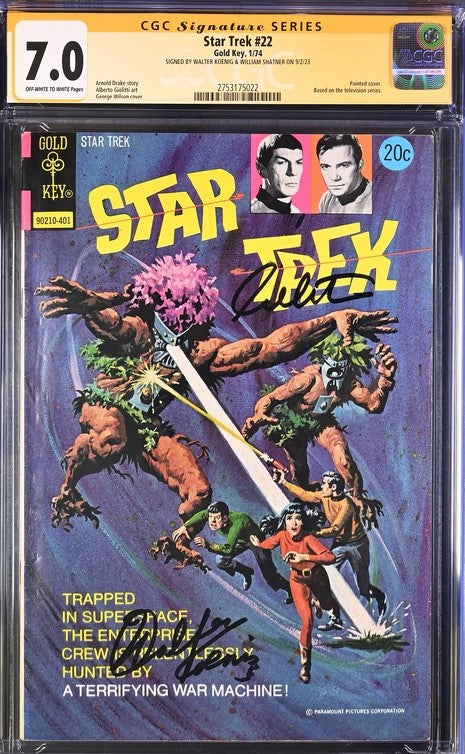 Star Trek #22 Gold Key CGC Signature Series 7.0 Cast x2 Signed Koenig, Shatner