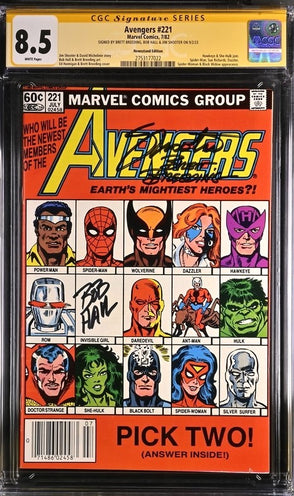Avengers #221 Newsstand Edition Marvel Comics CGC Signature Series 8.5 Signed Breeding, Hall, Shooter