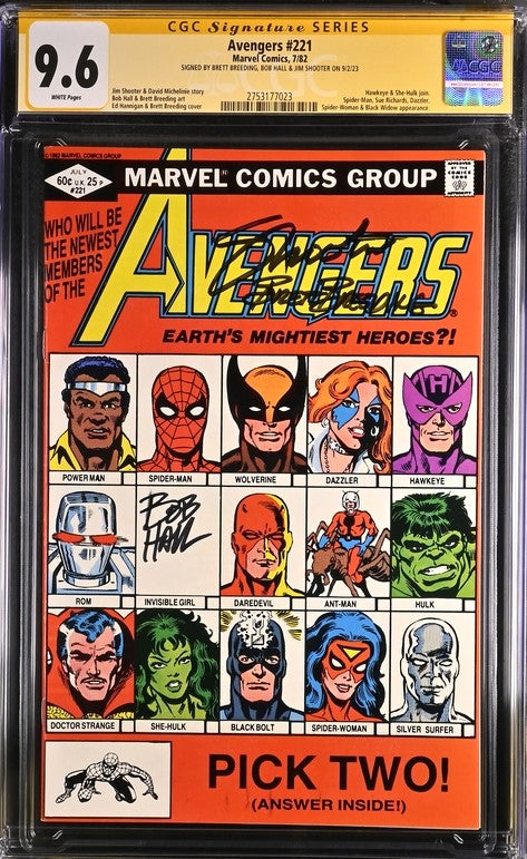 Avengers #221 Marvel Comics CGC Signature Series 9.6 Signed Breeding, Hall, Shooter