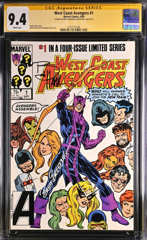 Marvel Comics West Coast Avengers #1 CGC Signature Series 9.4 Signed Breeding & Hall GalaxyCon