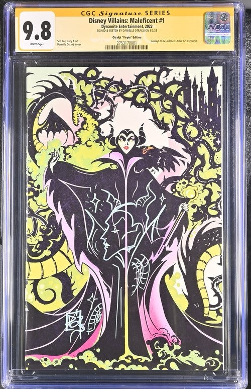 Disney Villains Maleficent #1 GalaxyCon Exclusive Virgin Variant CGC Signature Series 9.8 Signed & Sketch by Otrakji