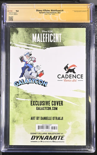Disney Villains Maleficent #1 GalaxyCon Exclusive Virgin Variant CGC Signature Series 9.8 Signed & Sketch by Otrakji