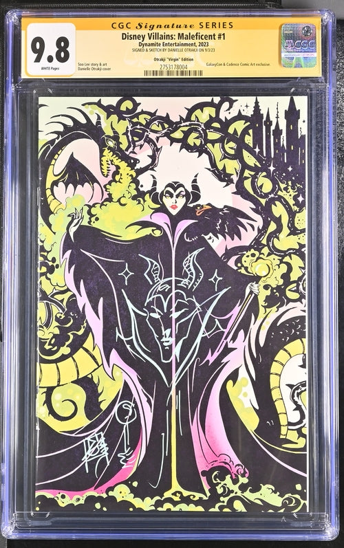 Disney Villains Maleficent #1 GalaxyCon Exclusive Virgin Variant CGC Signature Series 9.8 Signed & Sketch by Otrakji GalaxyCon