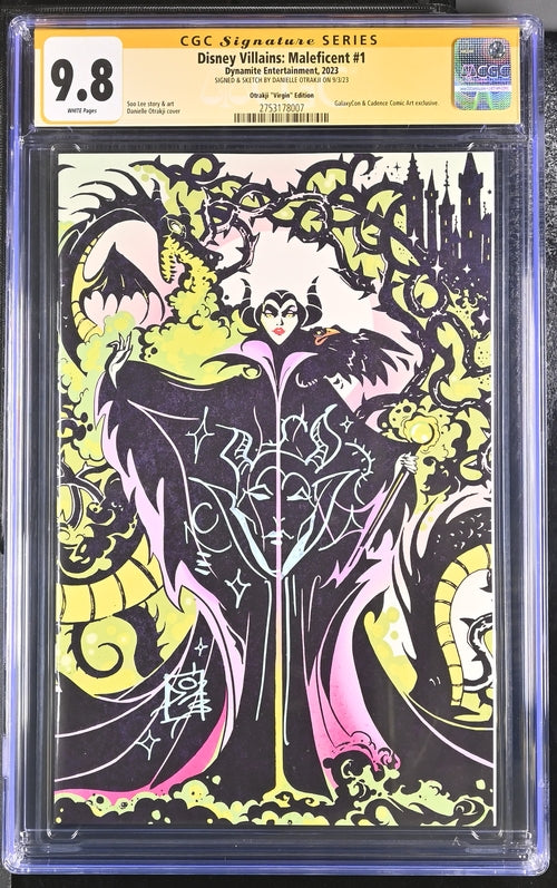 Disney Villains Maleficent #1 GalaxyCon Exclusive Virgin Variant CGC Signature Series 9.8 Signed & Sketch by Otrakji GalaxyCon