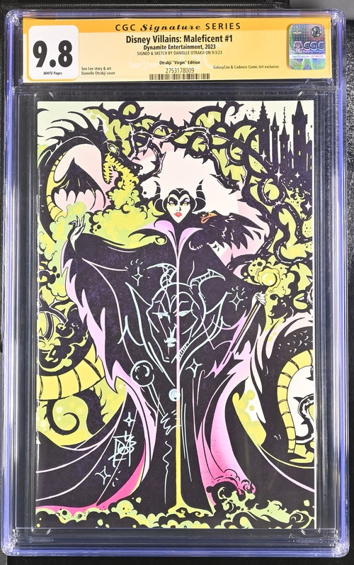 Disney Villains Maleficent #1 GalaxyCon Exclusive Virgin Variant CGC Signature Series 9.8 Signed & Sketch by Otrakji GalaxyCon