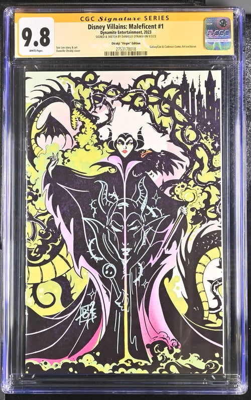 Disney Villains Maleficent #1 GalaxyCon Exclusive Virgin Variant CGC Signature Series 9.8 Signed & Sketch by Otrakji GalaxyCon