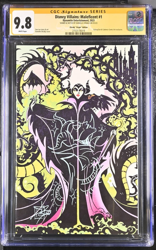 Disney Villains Maleficent #1 GalaxyCon Exclusive Virgin Variant CGC Signature Series 9.8 Signed & Sketch by Otrakji GalaxyCon