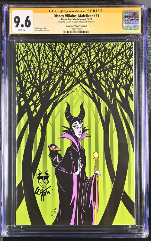 Disney Villains Maleficent #1 GalaxyCon Exclusive Virgin Variant Edition A CGC SS 9.6 Signed & Sketch by Duarte