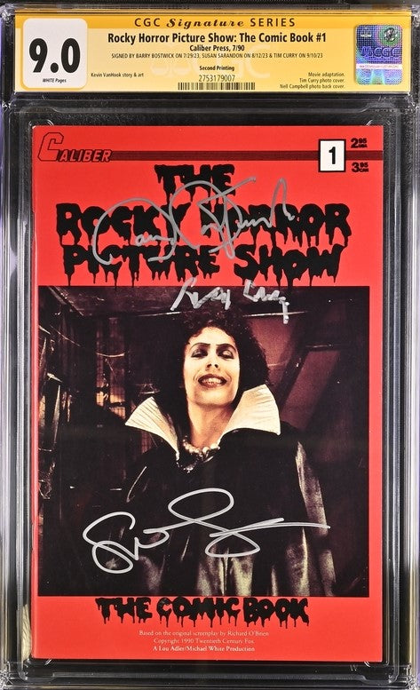 Rocky Horror Picture Show: The Comic Book #1 Second Printing CGC Signature Series 9.0 Cast x3 Signed Bostwick, Sarandon, Curry