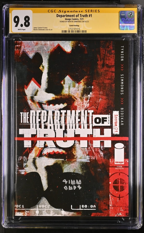 Department of Truth #1 Sixth Printing Image Comics CGC Signature Series 9.8 Signed Martin Simmonds GalaxyCon