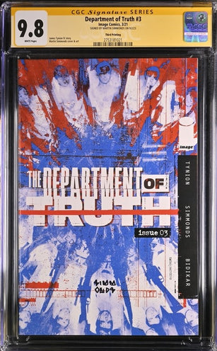 Department of Truth #3 Third Printing Image Comics CGC Signature Series 9.8 Signed Martin Simmonds