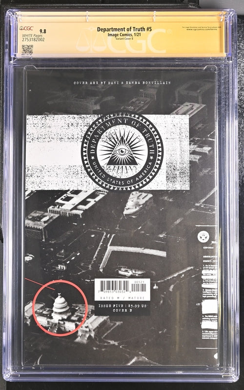 Department of Truth #5 Variant Cover B Image Comics CGC Signature Series 9.8 Signed Martin Simmonds GalaxyCon