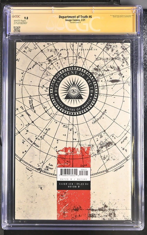 Department of Truth #6 Variant Cover B Image Comics  CGC Signature Series 9.8 Signed Martin Simmonds GalaxyCon