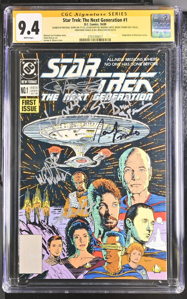 Star Trek:The Next Generation #1-1989 DC Comics CGC Signature Series 9.4 Cast x6 Signed Dorn, Burton, Sirtis, Spiner, Frakes, Wheaton