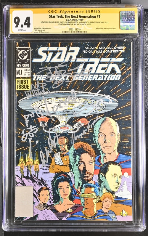 Star Trek:The Next Generation #1-1989 DC Comics CGC Signature Series 9.4 Cast x6 Signed Dorn, Burton, Sirtis, Spiner, Frakes, Wheaton