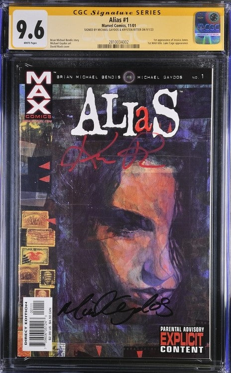 Alias #1 Marvel Comics Signature Series 9.6 x2 Signed Gaydos, Ritter