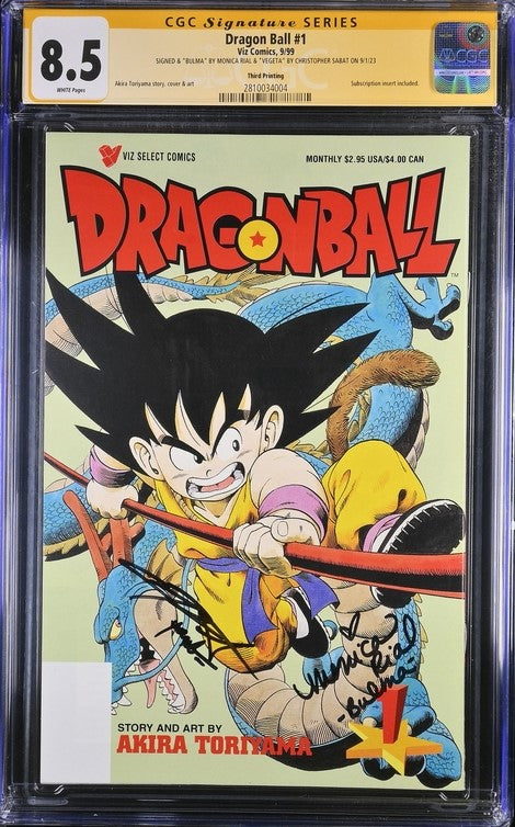Dragon Ball #1 Third Printing Viz Comics CGC Signature Series 8.5 x2 Signed Rial, Sabat