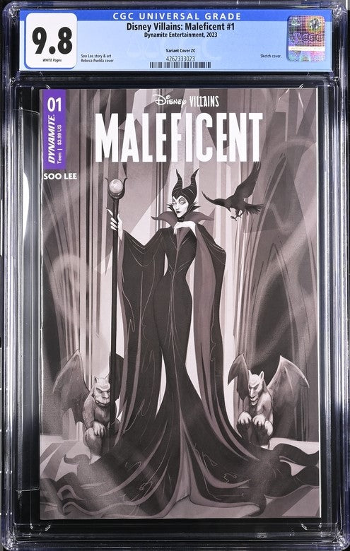 Disney Villains Maleficent #1 1:10 Puebla B&W Variant CGC Universal 9.8
