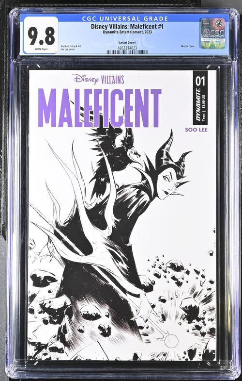 Disney Villains Maleficent #1 1:15 Lee B&W Variant CGC Universal 9.8