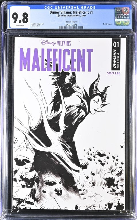 Disney Villains Maleficent #1 Cover I 1:15 Lee B&W Variant CGC Universal Grade 9.8