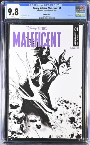 Disney Villains Maleficent #1 Cover I 1:15 Lee B&W Variant CGC Universal Grade 9.8