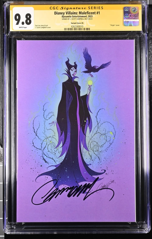 Disney Villains Maleficent #1 1:250 Campbell Virgin Variant CGC Signature Series 9.8 Signed J. Scott Campbell