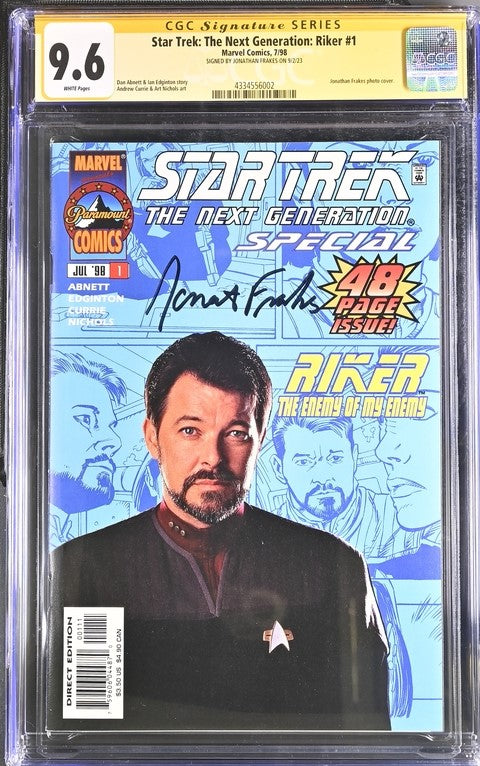 Star Trek: The Next Generation: Riker #1 Marvel Comics CGC Signature Series 9.6 Cast Signed Jonathan Frakes GalaxyCon