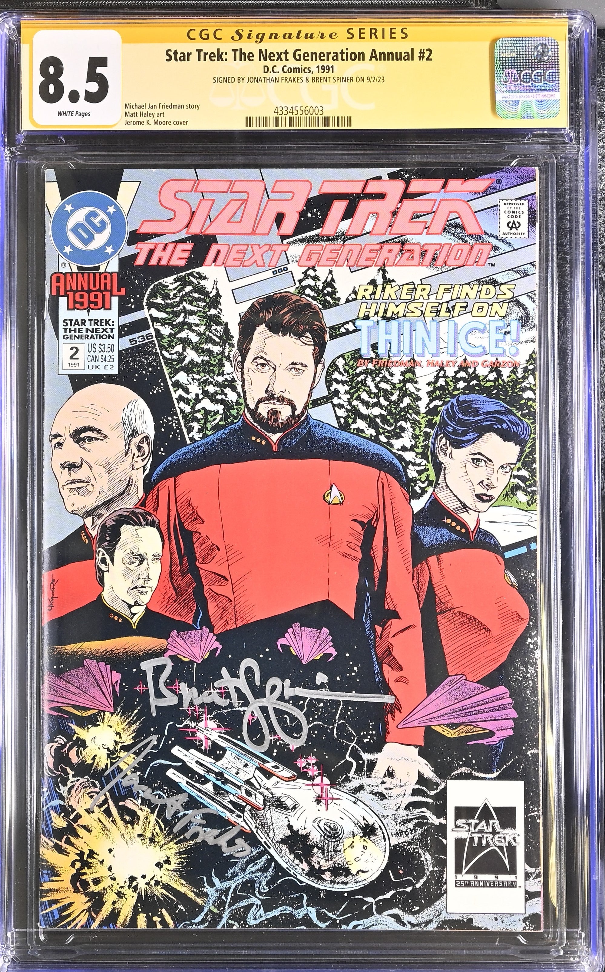 Star Trek The Next Generation Annual #2 DC Comics CGC Signature Series 8.5 Cast x2 Signed Spiner, Frakes