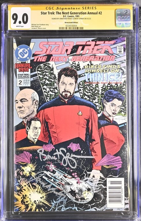 Star Trek The Next Generation Annual #2 DC Comics Newsstand Edition CGC Signature Series 9.0 Cast x2 Signed Spiner, Frakes GalaxyCon