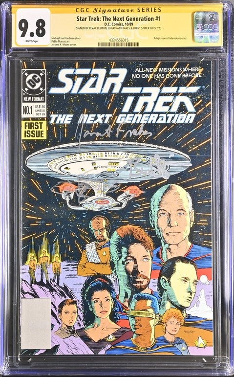 Star Trek: The Next Generation #1 DC Comics CGC Signature Series 9.8 Cast x3 Signed Burton, Spiner, Frakes GalaxyCon
