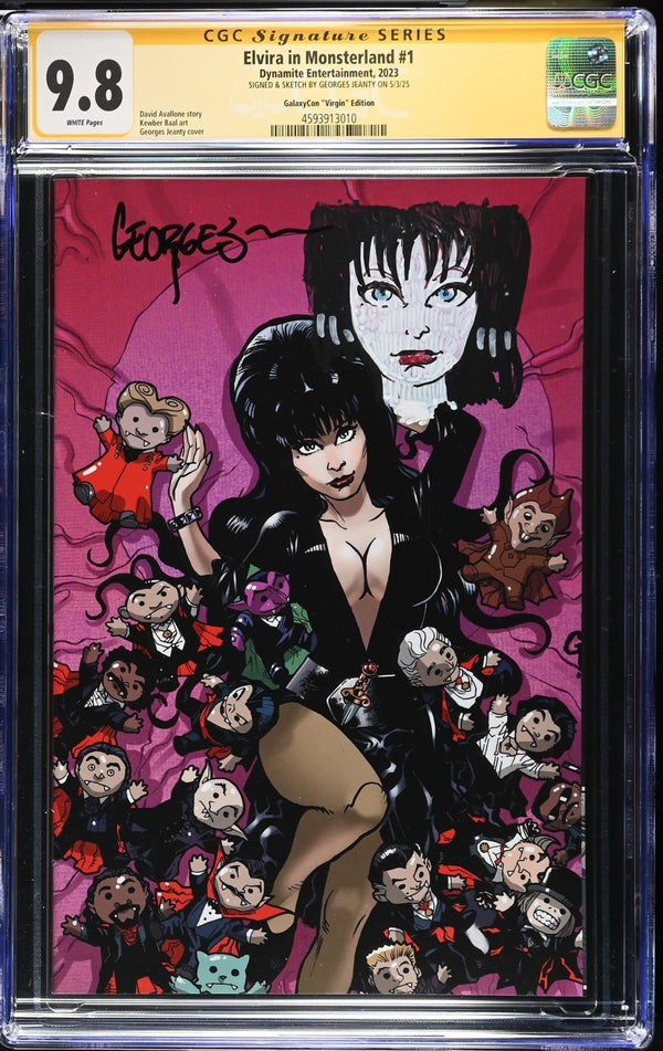 Elvira In Monsterland #1 CGC SS 9.8 NM/Mint Signed & Sketched by Georges Jeanty