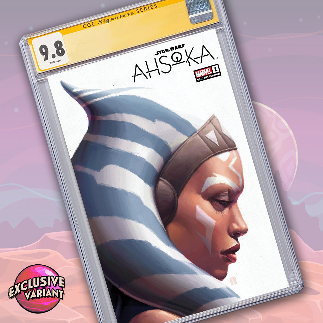 PRESALE: Ahsoka #1 JTC Variant GalaxyCon / One Stop Comic Shop Exclusive Comic Book CGC SS 9.8 Signed Rosario Dawson