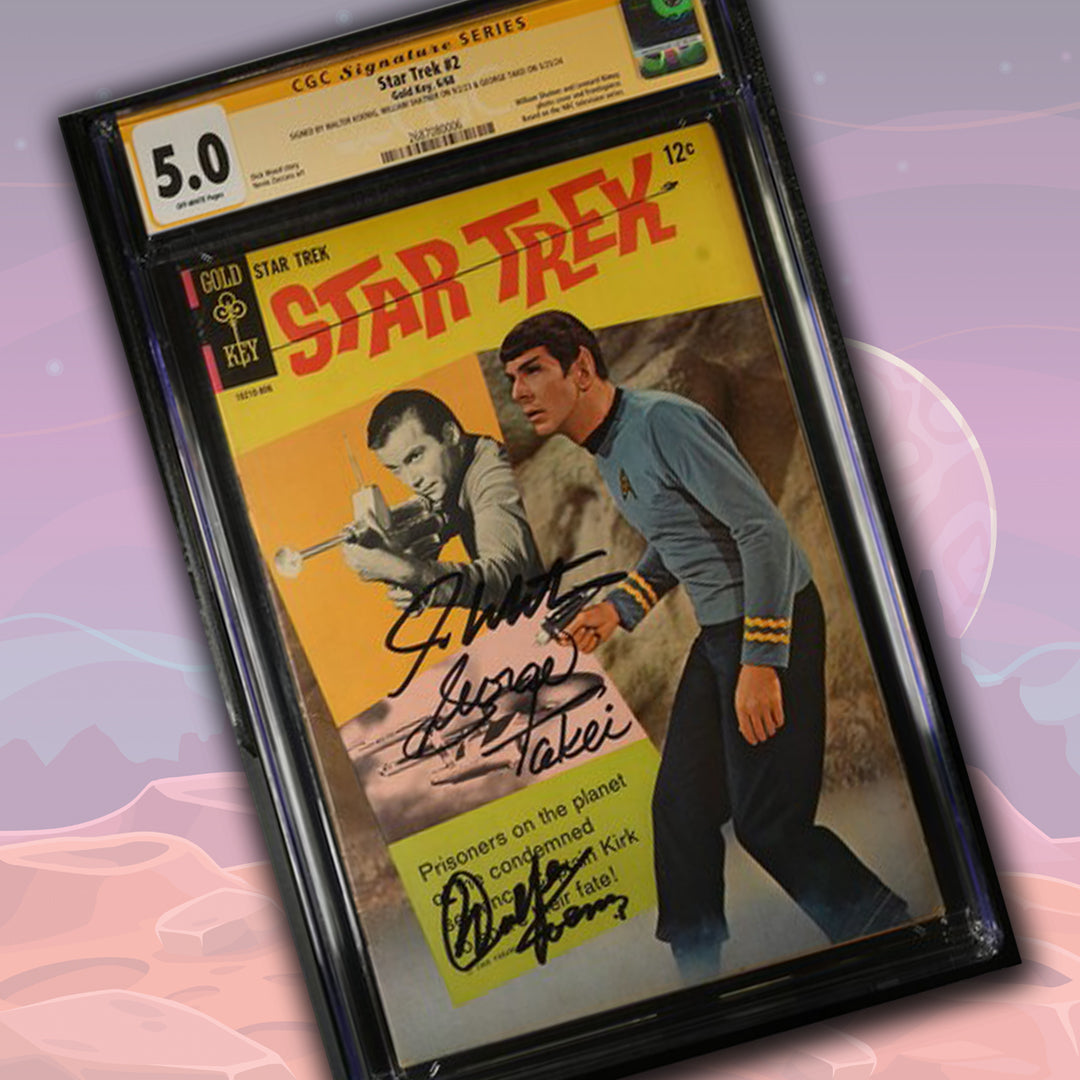 Star Trek #2 Gold Key CGC Signature Series 5.0 Cast x3 Signed Koenig, Shatner, Takei