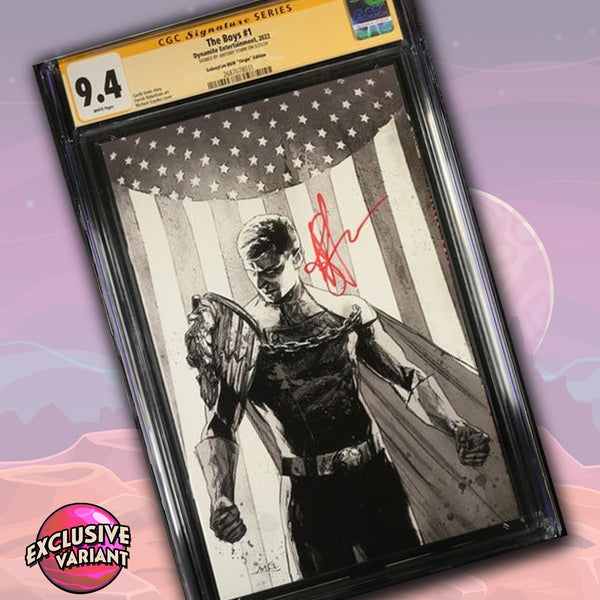 The Boys #1 B&W Dynamite Entertainment CGC Signature Series 9.4 Signed Antony Starr