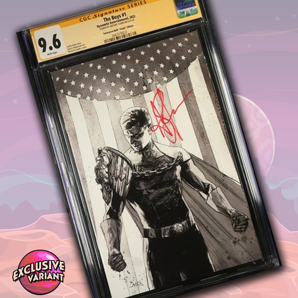 The Boys #1 B&W Virgin Dynamite Entertainment CGC Signature Series 9.6 Signed Antony Starr