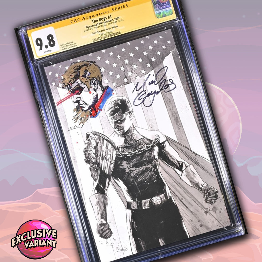 The Boys #1 B&W Dynamite Entertainment CGC Signature Series 9.8 Signed & Sketched Michael Gaydos