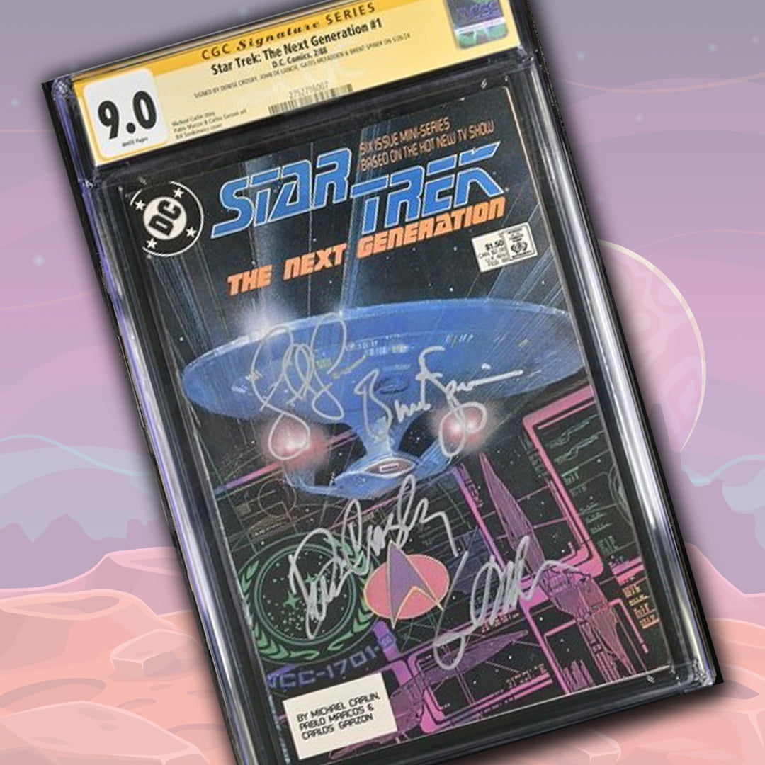 Star Trek: The Next Generation #1 DC Comics CGC Signature Series 9.0 Cast x4 Signed Crosby, De Lancie, Spiner, Mcfadden