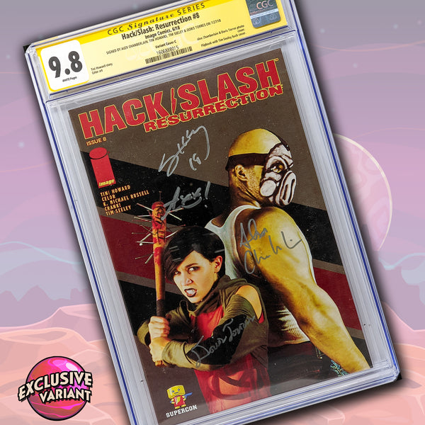 Hack/Slash Resurrection #8 SuperCon/GalaxyCon Exclusive Variant Comic Book CGC 9.8 Signature Series Signed Chamberland, Howard, Seeley, Torres