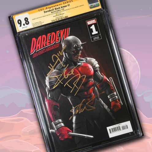 Daredevil: Black Armor #1 Marvel Comics Grassetti Variant CGC Signature Series 9.8 Signed & Sketch by Charlie Cox, Signed DG Chichester, Vincent D'Onofrio